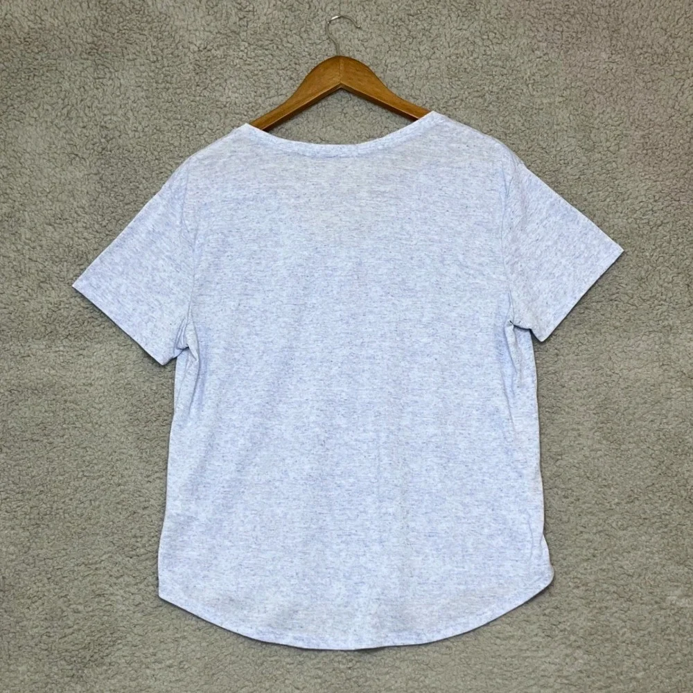 LOT of 2 Gap Linen Blend Short Sleeve Tees Women L Blue Yellow V-Neck Coastal